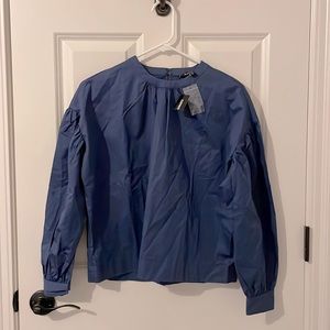 NWT Express Blue Blouse High Neck Long Sleeve XS